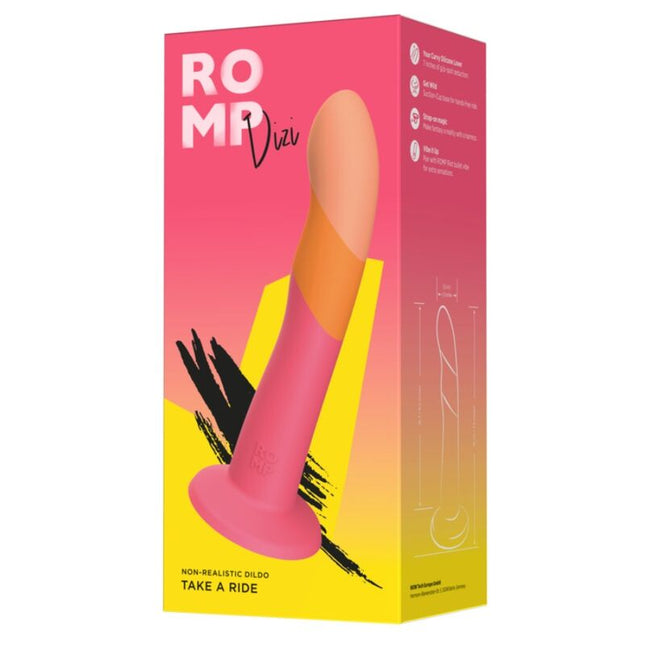 ROMP - DIZI SILICONE DILDO WITH SUCTION CUP TRICOLOR 18 CM