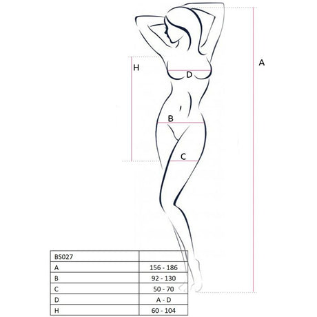 PASSION - WOMAN BS027 BLACK DRESS STYLE BODYSTOCKING ONE SIZE
