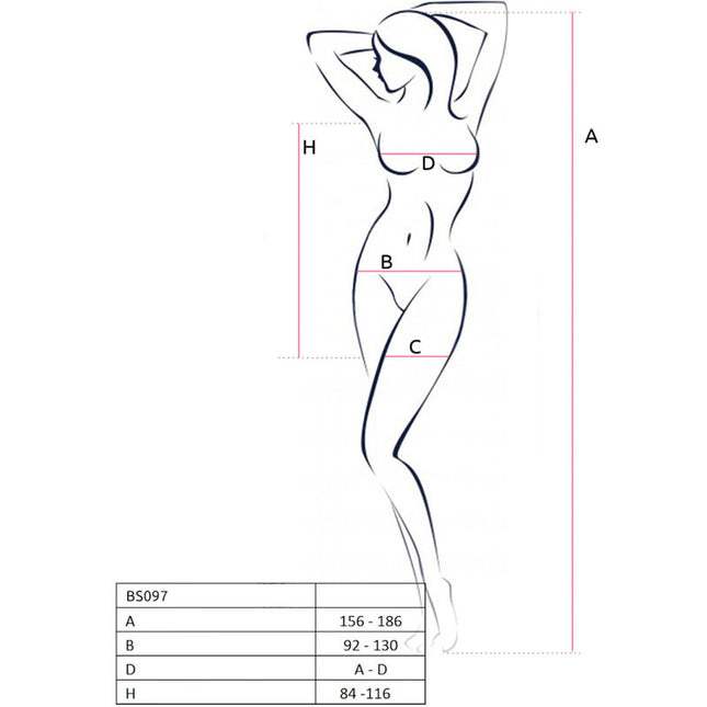 PASSION - BS097 BODYSTOCKING NEGRO TALLA UNICA