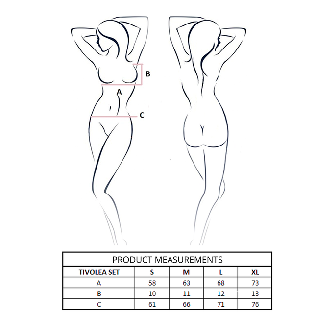 PASSION - TIVOLEA BRA + THONG SET BLACK L/XL