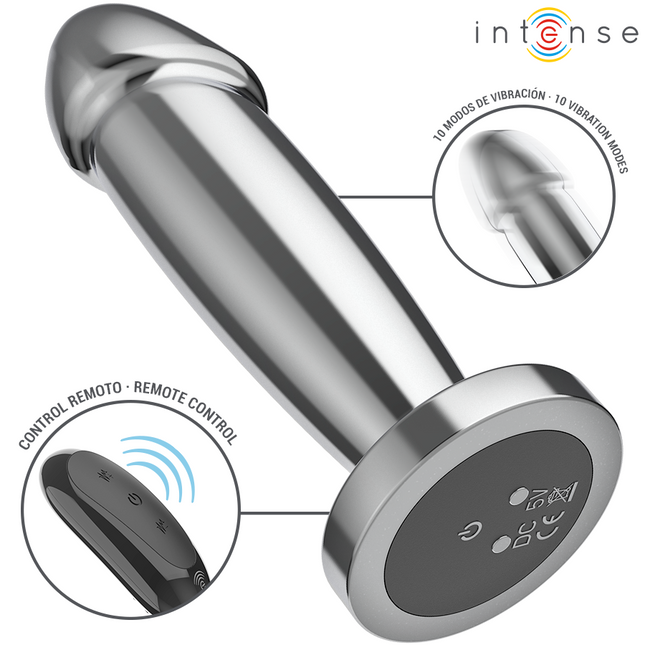 INTENSE - ANAL PLUG 10 VIBRATIONS METAL DILDO WITH REMOTE CONTROL S