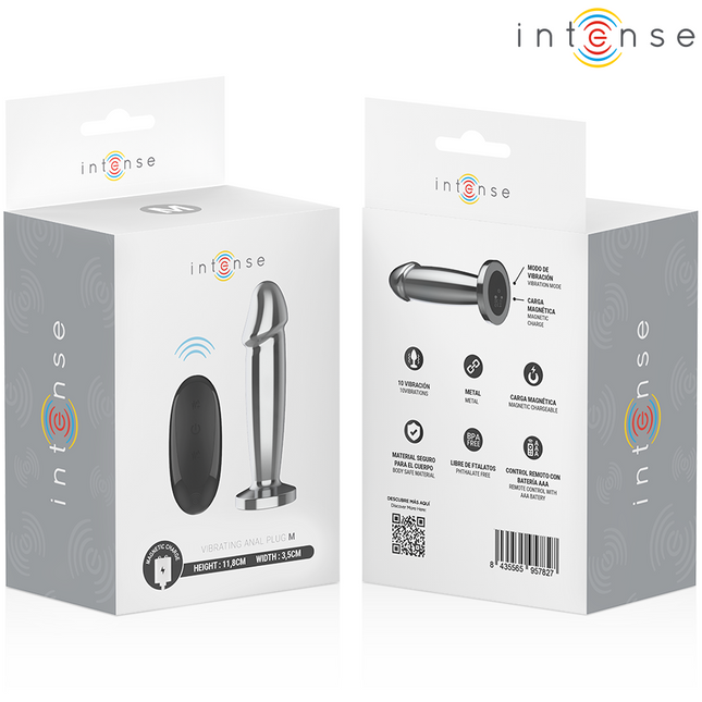 INTENSE - ANAL PLUG 10 VIBRATIONS METAL DILDO WITH REMOTE CONTROL M