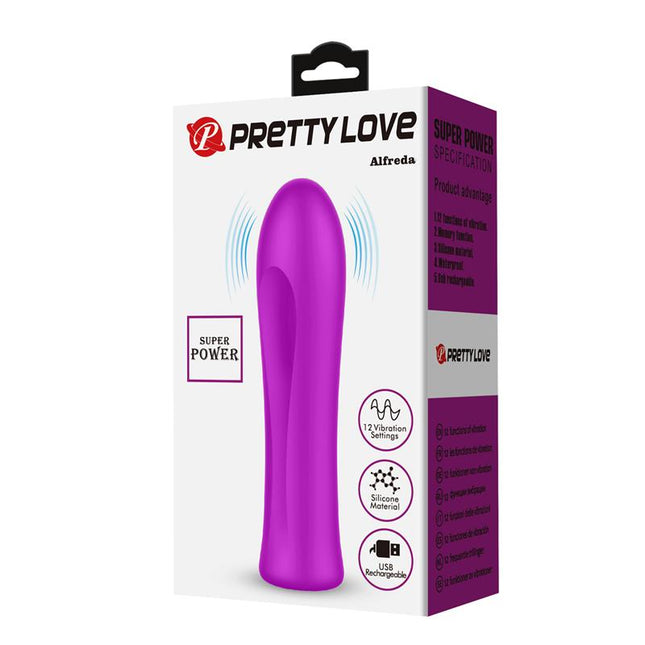 PRETTYLOVE Alfreda Violet – компактен силиконов вибратор с 12 режима