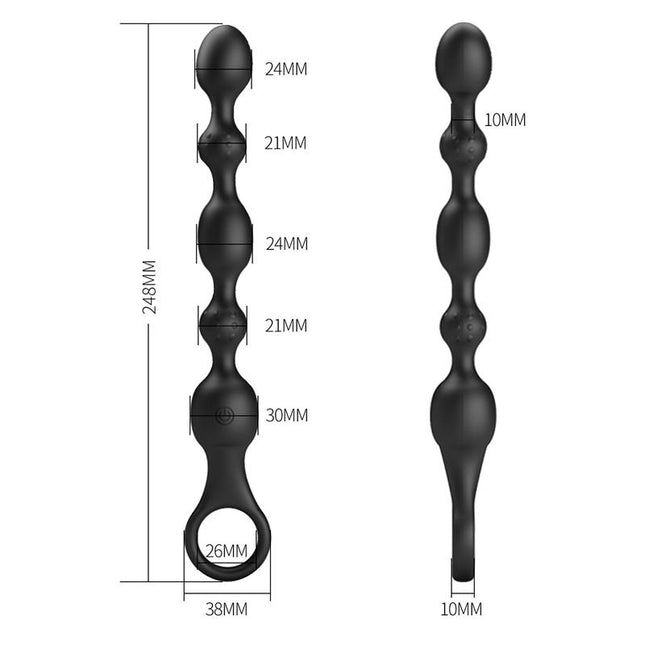 PRETTYLOVE Anal Beads with Vibration – водоустойчив анален вибратор с 10 режима