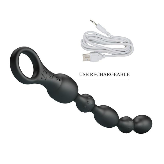 PRETTYLOVE Anal Beads with Vibration – водоустойчив анален вибратор с 10 режима