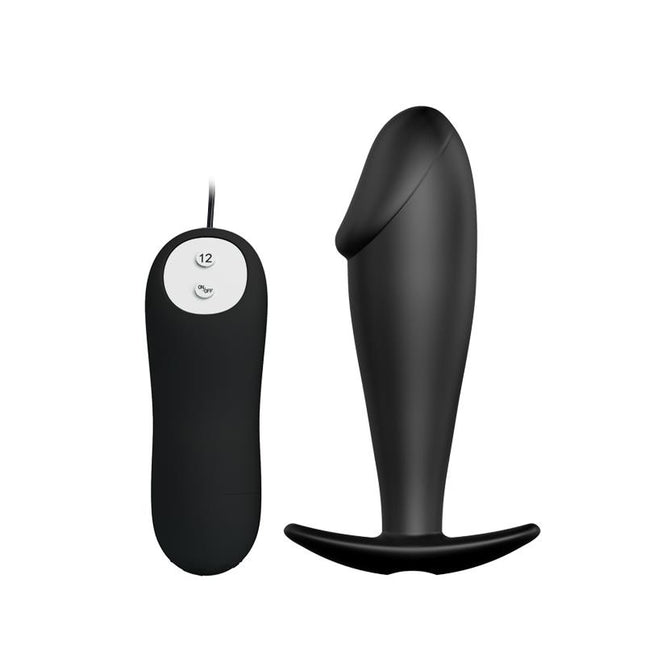 PRETTYLOVE Anal Plug Black с дистанционно – 12 вибрационни режима