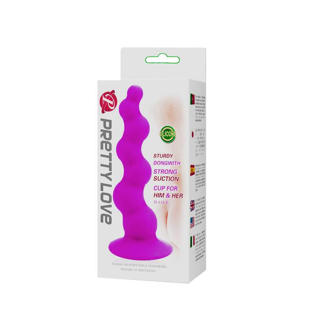 PRETTYLOVE Passion Purple – анален плъг с вендуза и меко докосване