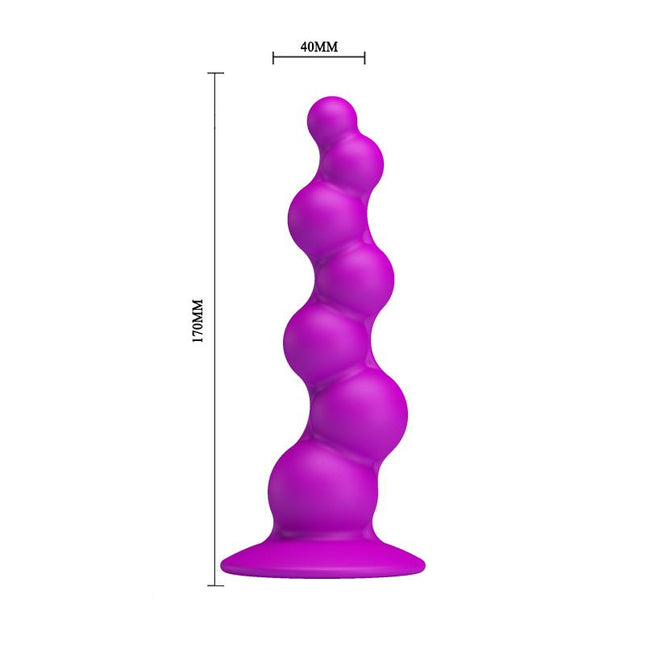 PRETTYLOVE Passion Purple – анален плъг с вендуза и меко докосване