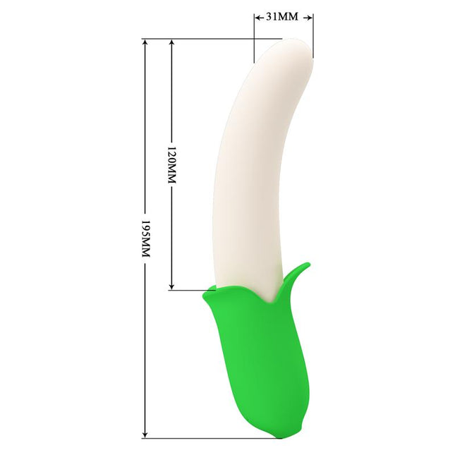 PRETTYLOVE Banana Geek Vibe USB – многофункционален силиконов вибратор с 7 режима