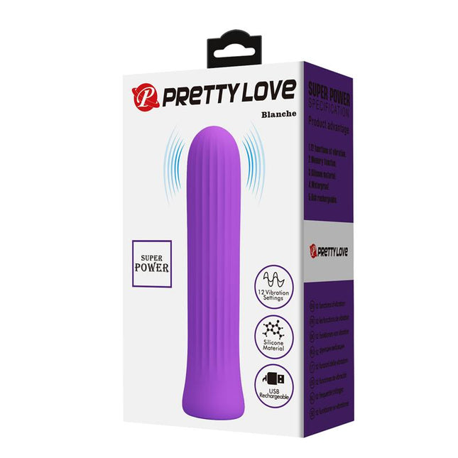 PRETTYLOVE Blanche – компактен вибратор с 12 скорости, водоустойчив