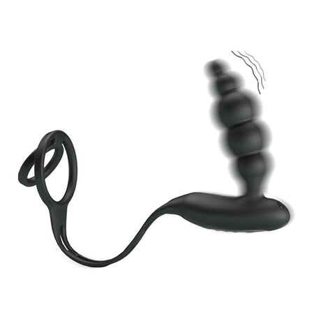 PRETTYLOVE Butt Plug and Penis Ring – вибриращ комплект с 12 режима