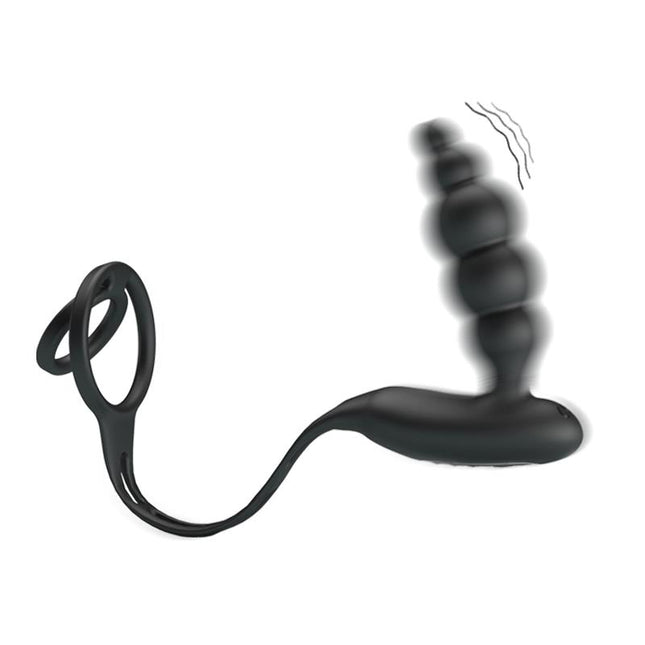 PRETTYLOVE Butt Plug and Penis Ring – вибриращ комплект с 12 режима