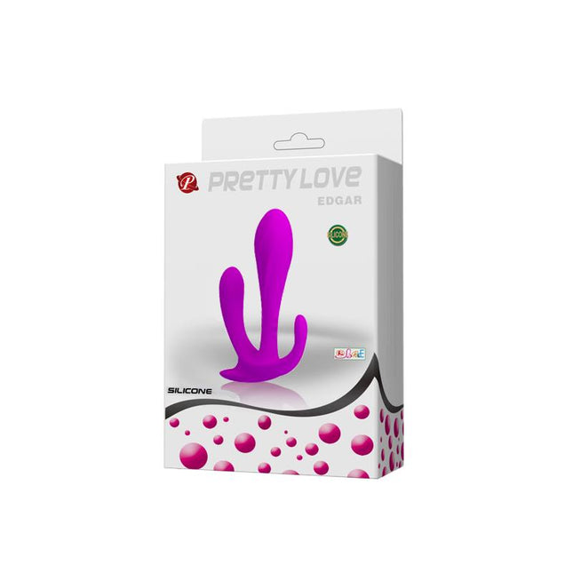 PRETTYLOVE Edgar Purple – анален плъг с три текстури, водоустойчив