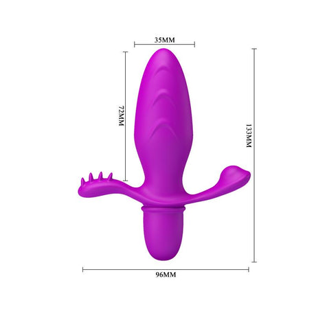 PRETTYLOVE Fitch Purple – анален плъг с вибрация и 10 режима