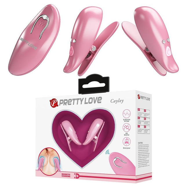 PRETTYLOVE Cailey – вибриращи щипки за зърна с дистанционно управление