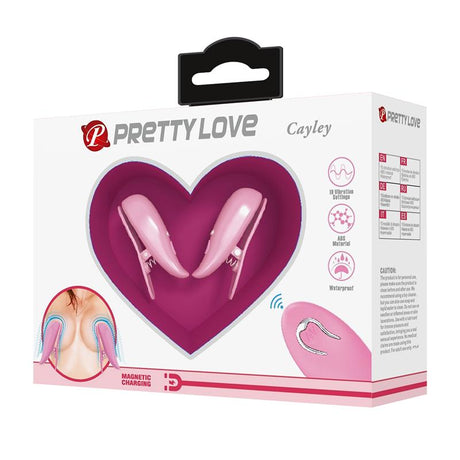 PRETTYLOVE Cailey – вибриращи щипки за зърна с дистанционно управление