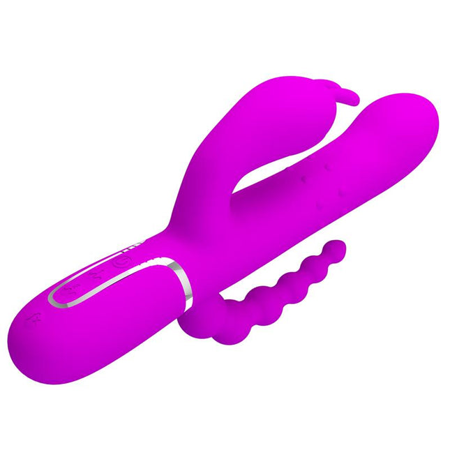PRETTYLOVE Cammy – 4 в 1 вибратор с въртящи се топчета и анална верига