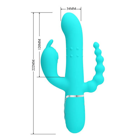 PRETTYLOVE Cammy Tripple Rabbit – вибратор с тройна стимулация и въртящи се топчета
