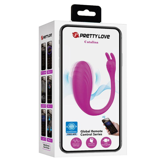 PRETTYLOVE Catalina – вибриращо яйце с контрол през приложение, розово