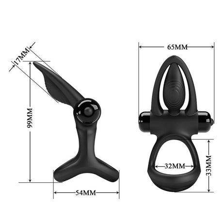 PRETTYLOVE Cock Ring with Vibration – пръстен с вибрации за двойки