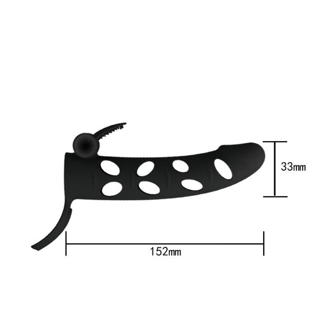 PRETTYLOVE Cock Sleeve with Bullet Black – еластична пенис ръкавица с вибрация