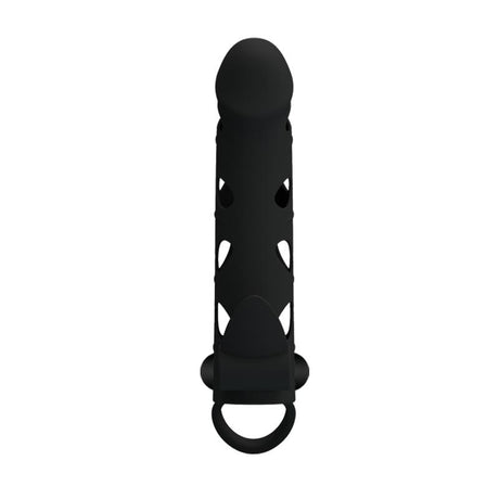 PRETTYLOVE Cock Sleeve with Bullet Black – еластична пенис ръкавица с вибрация