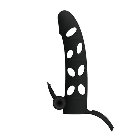 PRETTYLOVE Cock Sleeve with Bullet Black – еластична пенис ръкавица с вибрация