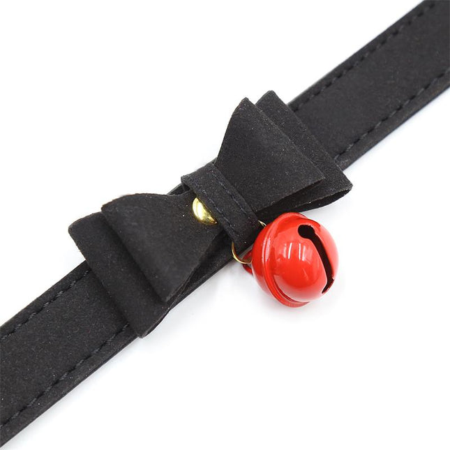 Collar with Bow and Rattle 44 cm Black/Red