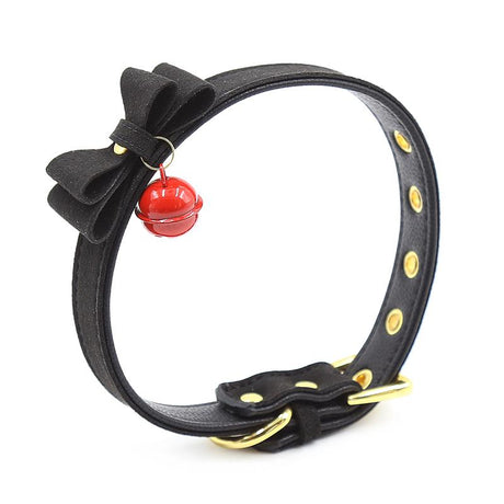 Collar with Bow and Rattle 44 cm Black/Red