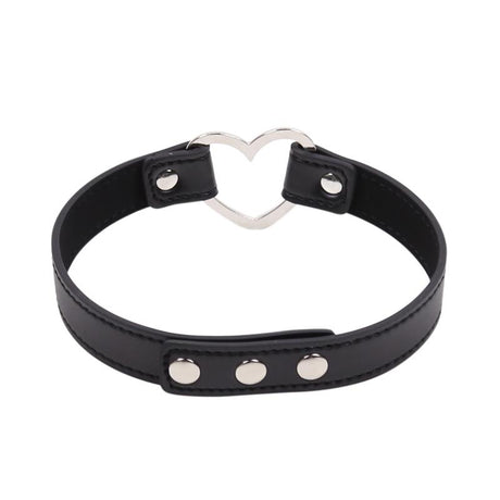 Collar with Heart Shaped Hoop Adjustable 41,5 cm Black