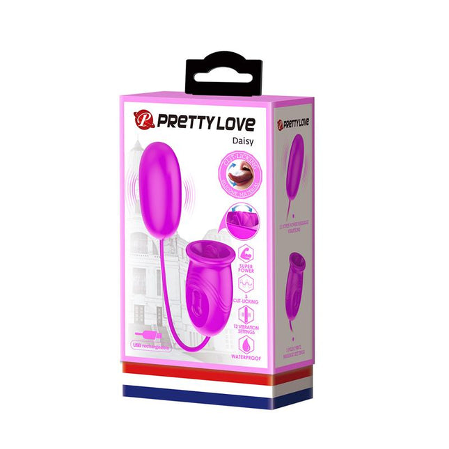 PRETTYLOVE Daisy – вибриращо яйце с двойна стимулация и функция за облизване