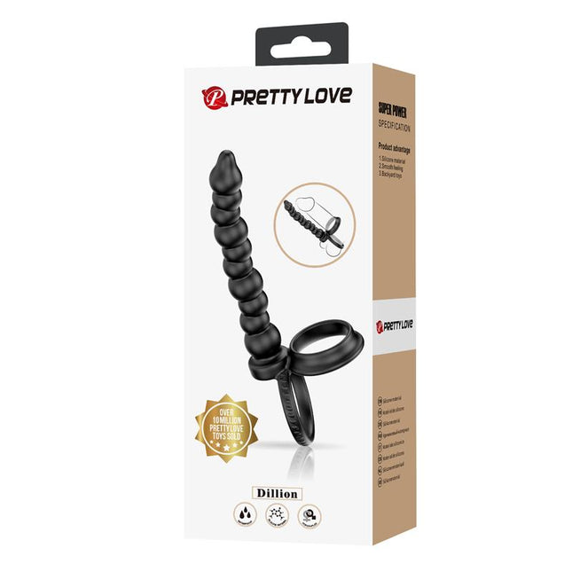 PRETTYLOVE Dillion – анална верига с пенис пръстен, водоустойчива