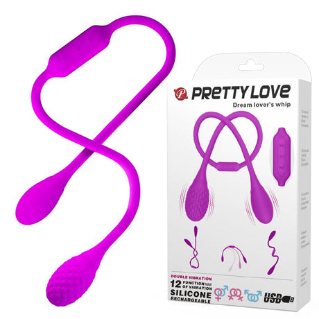 PRETTYLOVE Dream Lovers Whip – двойни вибриращи яйца с 12 режима