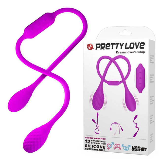PRETTYLOVE Dream Lovers Whip – двойни вибриращи яйца с 12 режима