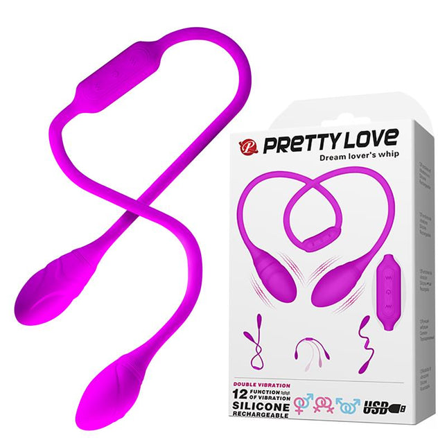 PRETTYLOVE Dream Lovers Whip – двойни вибриращи яйца с 12 режима