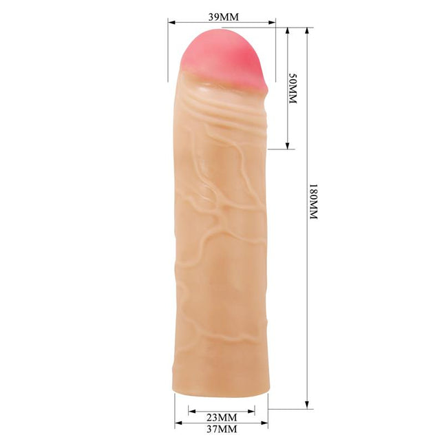 PRETTYLOVE Extended Penis Sleeve 2 Chane – удължаващ пенис ръкав с реалистична текстура