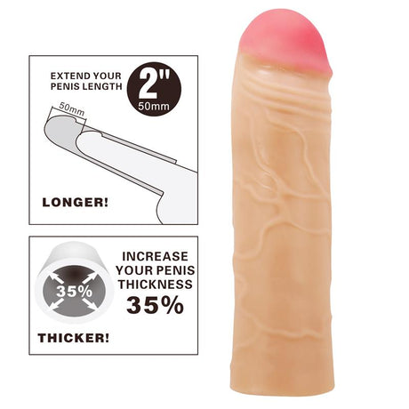 PRETTYLOVE Extended Penis Sleeve 2 Chane – удължаващ пенис ръкав с реалистична текстура