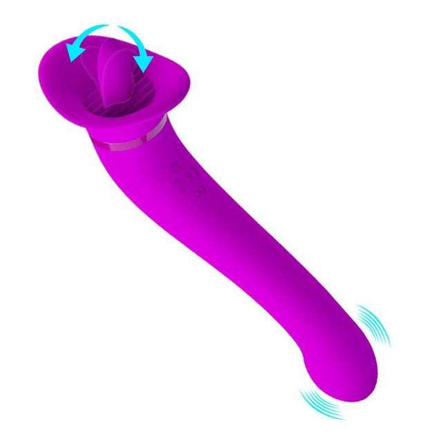 PRETTYLOVE Faust Licking Vibrator USB – двоен вибратор с 12 функции