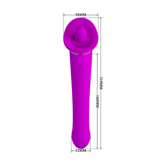 PRETTYLOVE Faust Licking Vibrator USB – двоен вибратор с 12 функции
