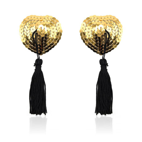 Heart Nipple Cover with Gold Sequins