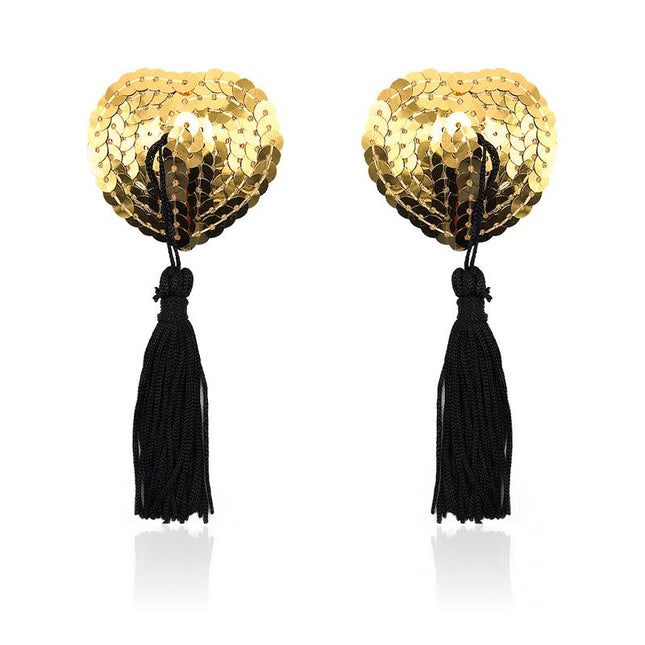 Heart Nipple Cover with Gold Sequins