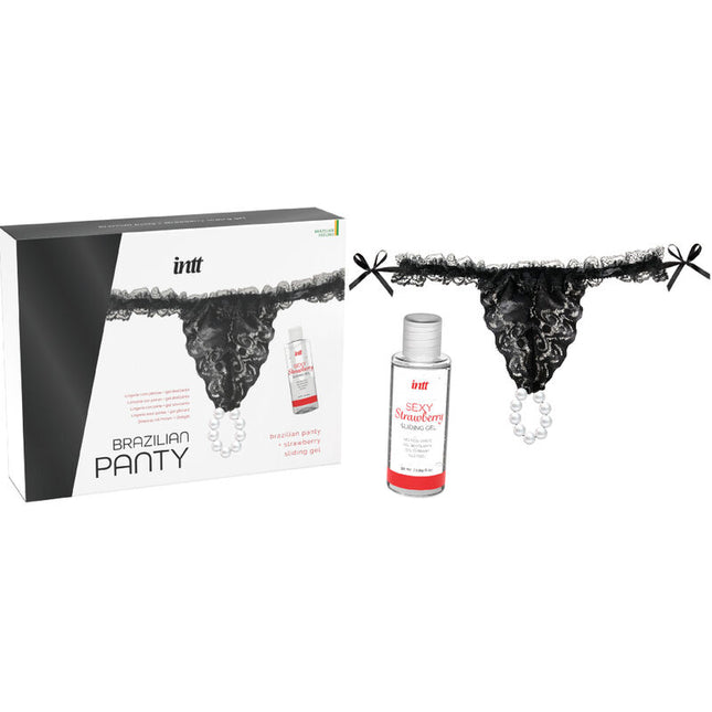 INTT RELEASES Brazilian Black Panty – бразилски прашки с перли и лубрикант 50 мл