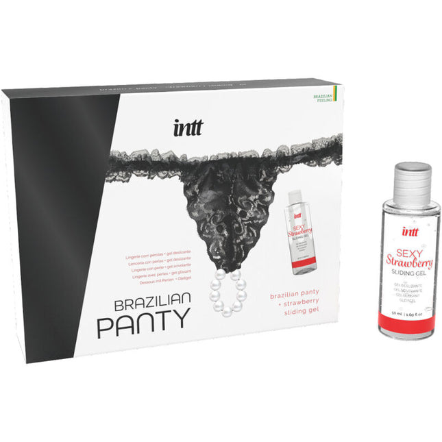 INTT RELEASES Brazilian Black Panty – бразилски прашки с перли и лубрикант 50 мл