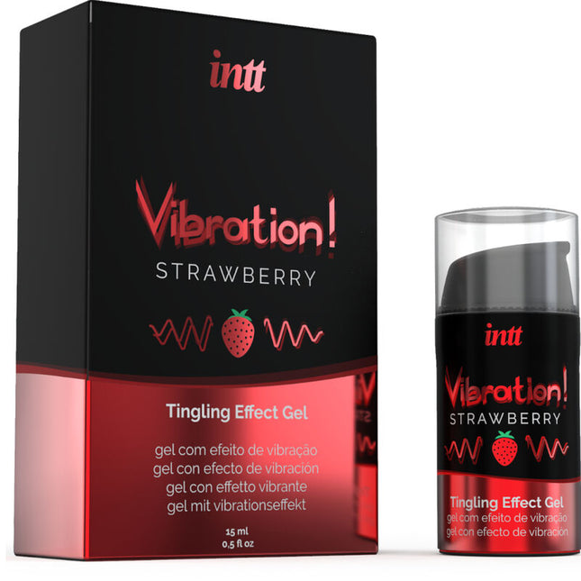 INTT Powerful Intimate Stimulant – течен вибриращ гел с аромат на ягода, 15 мл
