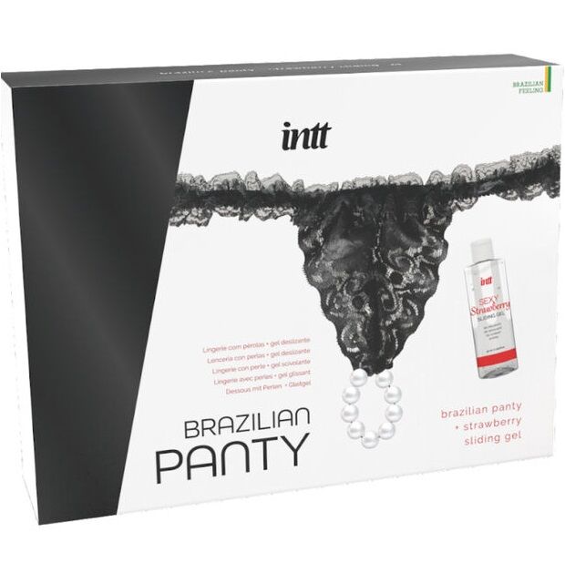 INTT RELEASES Brazilian Black Panty – бразилски прашки с перли и лубрикант 50 мл