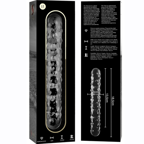 NEBULA SERIES BY IBIZA - MODEL 15 DILDO BOROSILICATE GLASS CLEAR 18.5 CM -O- 3 CM