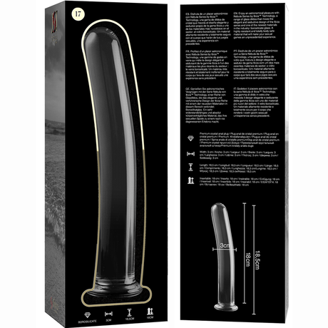 NEBULA SERIES BY IBIZA - MODEL 17 DILDO BOROSILICATE GLASS CLEAR 18.5 CM -O- 3 CM