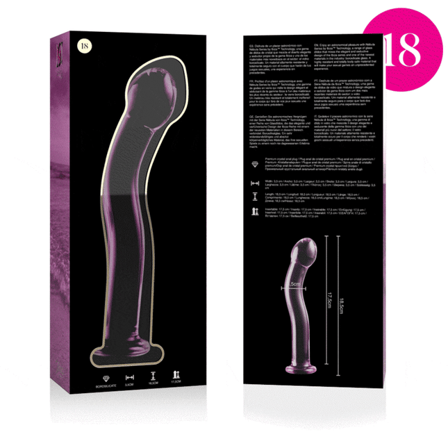NEBULA SERIES BY IBIZA - MODEL 18 DILDO BOROSILICATE GLASS PINK 18.5 CM -O- 3.5 CM