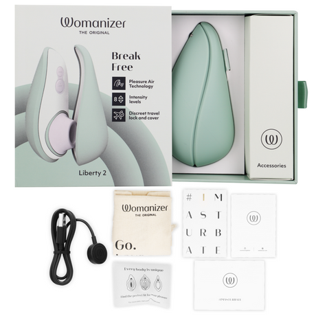 WOMANIZER Liberty 2 – водоустойчив клиторен стимулатор с вакуум, светлозелен