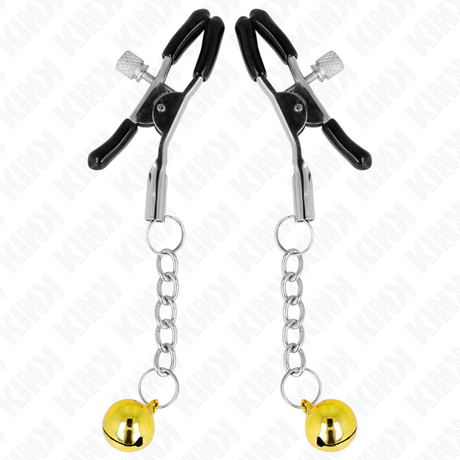 KINK - GOLD JINGLE BELL PENDANT NIPPLE CLAMPS 6 CM